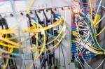 Fiber Optic With Servers In A Technology Data Center Stock Photo