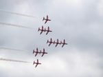 Red Arrows Display Team 50th Anniversary At Biggin Hill Airport Stock Photo