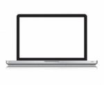 Opened Laptop With Blank Screen Stock Photo