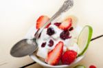 Fruit And Yogurt Salad Healthy Breakfast Stock Photo