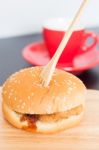 Delicious Deep Fried Pork Burger Stock Photo