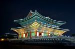 Gyeongbokgung Palace And Milky Way In Seoul, South Korea Stock Photo