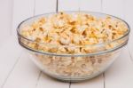 Bowl Full Of Sweet And Tasty Popcorn Stock Photo