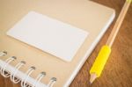 Blank Business Cards On Wooden Table Stock Photo