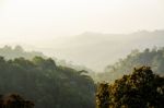 High Angle View Forest Mountain And Sky Stock Photo