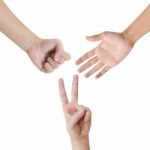 Rock, Scissors, Paper Gesture Stock Photo