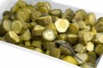 Gherkin on tray Stock Photo