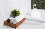 Modern Jacuzzi Bathtub Stock Photo