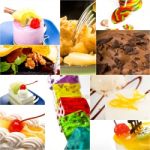 Dessert Cake And Sweets Collection Collage Stock Photo