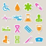 Medical Sticker Icons Set, . Illustration Stock Photo