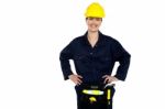 Casual Woman Construction Worker Portrait Stock Photo