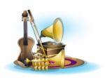 Cartoon  Illustration Interior Music Room With Separated Layers Stock Photo