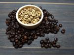 Roasted And Unroasted Coffee Beans Stock Photo