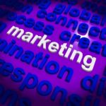 Marketing In Word Cloud Means Market Advertise Sales Stock Photo