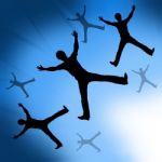 Abstract Of Enjoying To Jumping With Blue Background Stock Photo