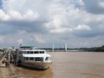 Tourist Boat Moored On The River Garonne In Bordeaux Stock Photo