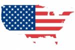 World Map Background With USA Flag Stock Photo