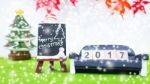 Merry Christmas And Happy New Year Background  And Number 2017 T Stock Photo