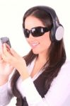 Woman Listening To Music Stock Photo