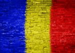 Romania Flag Painted On Wall Stock Photo