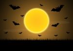 Halloween Moon Bat  Stock Photo