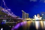 View Of Skyscrapers In Marina Bay Stock Photo