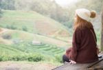 Portrait Of A Beautiful Asian Women With Nature Background Stock Photo