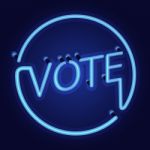 Neon Light With Vote Word Stock Photo