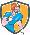 American Football Player Rusher Shield Retro Stock Photo