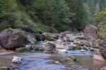 View Of The Bicaz Gorge Between Moldavia And Transylvania Stock Photo