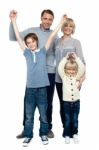 Playful Kids With Parents. Family Portrait Stock Photo