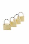 Golden Closed Padlocks On White Stock Photo