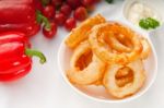 Golden Deep Fried Onion Rings Stock Photo