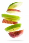 Sliced Green And Red Apple Stock Photo