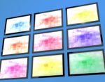 Multicolored TV Monitors Stock Photo