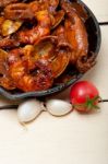 Fresh Seafoos Stew On An Iron Skillet Stock Photo