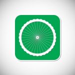 Bicycle Wheel Icon. Green Square Frame.  Illustration Stock Photo