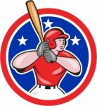 Baseball Player Batting Cartoon Stock Photo