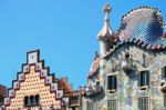 Photographer On Casa Batlo Skyline Barcelona Stock Photo