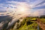 Sunset On Phu Chi Fa Forest Park, Thailand Stock Photo