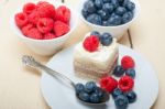 Fresh Raspberry And Blueberry Cake Stock Photo