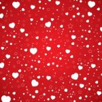 Valentine's Day And White Heart On Sky Pattern.  Valentine's Day On Red Background Stock Photo