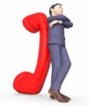 Character Phone Shows Call Us And Business 3d Rendering Stock Photo