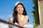 Portrait Of Thai Teen Beautiful Girl Happy And Relax Stock Photo