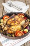 Roasted Chicken With Vegetables Stock Photo