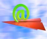 At Sign Aeroplane Shows E-mail Sending Post Stock Photo