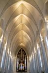 Interior View Of The Hallgrimskirkja Church In Reykjavik Stock Photo