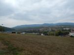 Mountain Panorama, Landscape And Buildings Stock Photo