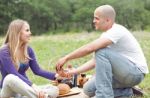 Men Make Wedding Proposal Stock Photo