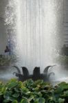 Fountain Next To The Brandenburg Gate In Berlin Stock Photo